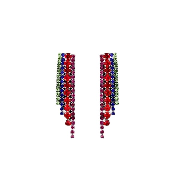 Colorful Rhinestone Earrings and Necklace Matching Set - Picture 8 of 9